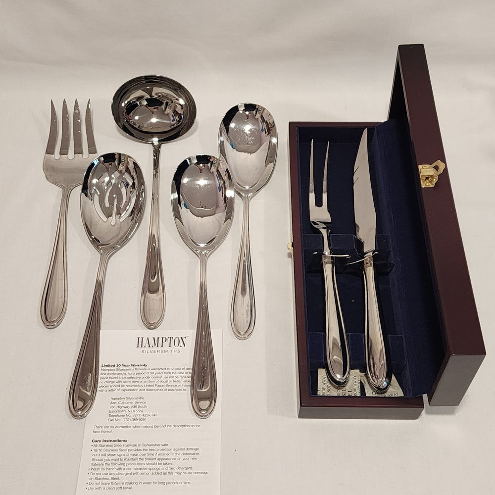 Hampton‎ Silversmiths 18/10 Stainless Steel Serving Set 7pc Ladle Carving Boxed
